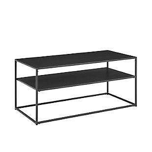 Simple and streamlined, the braxton coffee table is an ideal addition to your living room. With clean lines and sturdy steel construction, this coffee table offers storage and display space without overwhelming your space. The perfect spot for books, remotes, or your favorite art piece, this coffee table's slim frame blends seamlessly with your home's decor.Made of steel | Matte black finish | Tabletop and shelf weight capacity 50 lbs. | Modern design | Streamlined space-saving footprint | Modular design allows multiple units to be paired together | Assembly required