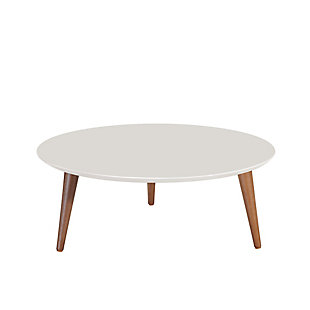 Manhattan Comfort Moore Round Low Coffee Table in Off White, Off White, large
