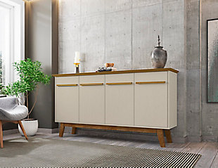 Manhattan Comfort Yonkers Sideboard in Off White and Cinnamon, Off White/Cinnamon, rollover
