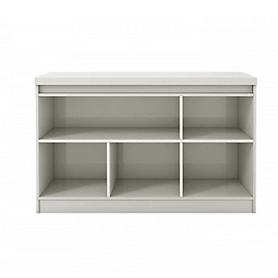 Throw a sophisticated dinner party with the Viennese 2.0 buffet stand. Concealed shelving provides ample storage, while a streamlined silhouette keeps this piece both functional and stylish. Tuck away linens, table accessories and serving pieces while staying organized for the next big event, with plenty of sections for items to have their own designated space. Dress it up with candles and fancy appetizers, or with favorite family photos and decorative accents when the party's over.Accommodates most flat-panel tvs up to 45" | 5 shelves | 3 doors | Off-white finish | Made with engineered wood | Assembly required