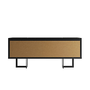 With its modern silhouette and contemporary style, the Celine sideboard is a fresh, unconventional take on the classic buffet. Built to last with functionality in mind, the sideboard includes concealed storage space with a pair of cabinets flanking each side, a center cubby and a top drawer perfect for tucking kitchenware. Serving trays and candlesticks can rest up top before the guests arrive, while decorative accents and family photos can sit on display when the entertaining stops.Accommodates most flat-panel tvs up to 65" | Includes 3 concealed cubby spaces and 1 drawer | Top board designed with dip tray style | Black and black marble finish | Made with engineered wood and metal | Assembly required
