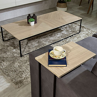 Manhattan Comfort 2-Piece Celine Coffee and Table in Mosaic Wood, Mosaic, rollover