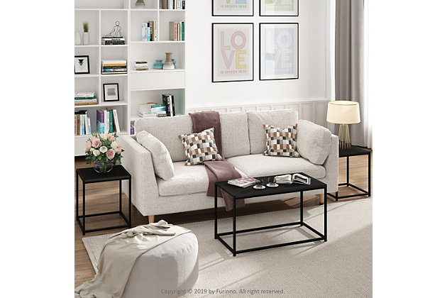 Camnus Modern Living Series comprises of coffee table, end table, side table, and etc. The contemporary design showcases simplicity and elegance. Camnus Series features a sleek combination of wood and metal. The series offers various refreshing colors such as Americano, French Oak Grey and more. You can never go wrong with these vibrant colors as they blends perfectly well with most home settings. All of the furniture in the series are made of high quality particle board and premium quality metal tested for strength and durability. The assembly is very simple, all the hardware and illustrated instruction manual are provided. Wipe clean with clean damped cloth and avoid any harsh chemicals to avoid damaging the finish of the product. Pictures are for illustration purpose. All decor items are not included in this offer.Manufactured from high quality particle board, pvc cover and powder coated metal tubes. | Simple stylish design, functional and suitable for any room. | Fits in your space, fits on your budget. | Sturdy on flat surface. | Assembly made easy with clear step by step manual instructions. Visual added in assembly instructions to help with better understanding. | Product dimensions: 30.00 (w) x 17.50 (h) x 15.75 (d) inches.