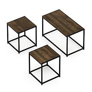Camnus Modern Living Room Table Set with One Coffee Table and Two End Tables, Columbia Walnut, large