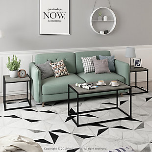 Camnus Modern Living Room Table Set with One Coffee Table and Two End Tables, French Oak Gray, rollover