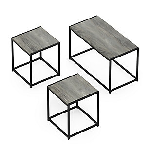 Camnus Modern Living Room Table Set with One Coffee Table and Two End Tables, French Oak Gray, large