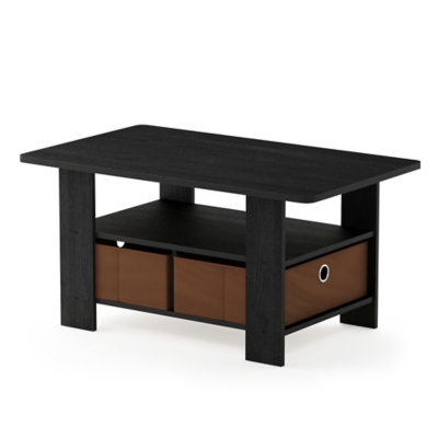 Andrey Coffee Table with Bin Drawer, Americano/Medium Brown, large