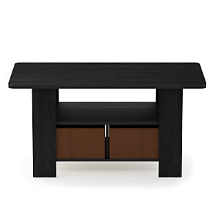 Furinno Home Living Sets comprises of Coffee table, end table, TV entertainment stands, and storage cabinets. The home living set comes in two color options - espresso and steam beech. These models are designed to fit in your space, style and fit on your budget. The main material, density composite wood, is made from recycled materials of rubber trees. All the materials are manufactured in Malaysia and comply with the green rules of production. There is no foul smell, durable and the material is the most stable amongst the density composite woods. A simple attitude towards lifestyle is reflected directly on the design of Furinno Furniture, creating a trend of simply nature. All the products are produced and packed 100-percent in Malaysia with 90% - 95% recycled materials. Care instructions: wipe clean with clean damped cloth. Avoid using harsh chemicals. Pictures are for illustration purpose. All decor items are not included in this offer.Compact stylish design: petite size coffee table with storage bin and shelf, suitable for spaces | Quality material: high quality density composite wood and non-woven fabric. | Added safety feature: rounded corner reduces the risk of injury | Furinno fits: fits in your space, fits on your budget | Product dimension: 31.5(w)x18.9(d)x15.6(h) inches. Tabletop holds up to 25 lbs.