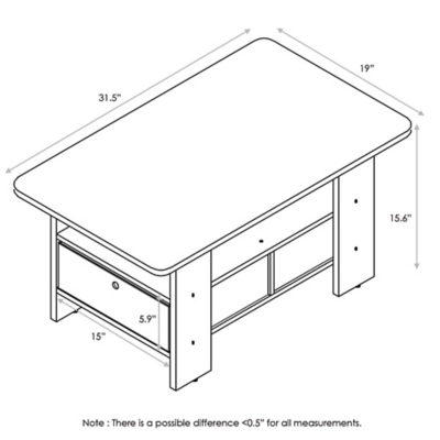 Andrey Coffee Table with Bin Drawer, , large