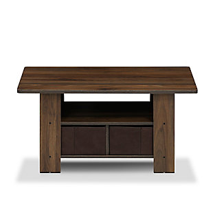 Furinno Home Living Sets comprises of Coffee table, end table, TV entertainment stands, and storage cabinets. The home living set comes in two color options - espresso and steam beech. These models are designed to fit in your space, style and fit on your budget. The main material, medium density composite wood, is made from recycled materials of rubber trees. All the materials are manufactured in Malaysia and comply with the green rules of production. There is no foul smell, durable and the material is the most stable amongst the medium density composite woods. A simple attitude towards lifestyle is reflected directly on the design of Furinno Furniture, creating a trend of simply nature. All the products are produced and packed 100-percent in Malaysia with 90% - 95% recycled materials. Care instructions: wipe clean with clean damped cloth. Avoid using harsh chemicals. Pictures are for illustration purpose. All decor items are not included in this offer.Compact stylish design: petite size coffee table with storage bin and shelf, suitable for small spaces | Quality material: high quality medium density composite wood and non-woven fabric. | Added safety feature: rounded corner reduces the risk of injury | Furinno fits: fits in your space, fits on your budget | Product dimension: 31.5(w)x18.9(d)x15.6(h) inches. Tabletop holds up to 25 lbs.