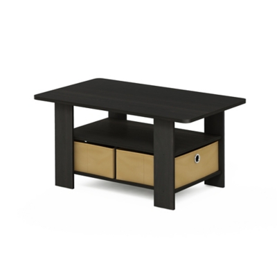 Andrey Coffee Table with Bin Drawer, Espresso/Brown, grid