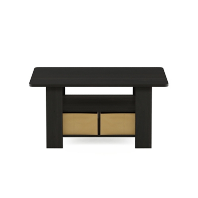 Andrey Coffee Table with Bin Drawer, Espresso/Brown, large