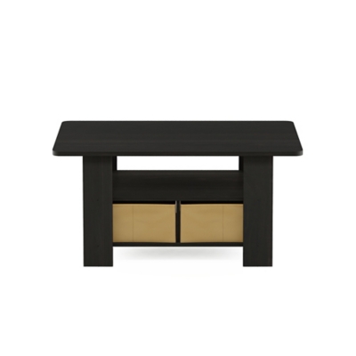 Andrey Coffee Table with Bin Drawer, Espresso/Brown, large