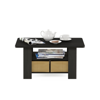 Andrey Coffee Table with Bin Drawer, Espresso/Brown, large