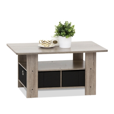 Andrey Coffee Table with Bin Drawer, French Oak Gray/Black, large