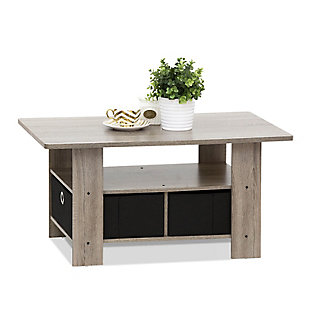 Andrey Coffee Table with Bin Drawer, French Oak Gray/Black, rollover