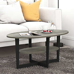 JAYA Oval Coffee Table, French Oak Gray/Black, rollover