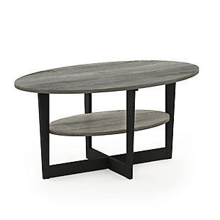 JAYA Oval Coffee Table, French Oak Gray/Black, large