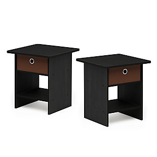 Dario End Table with Storage Shelf & Bin Drawer, Set of 2, Americano/Medium Brown, rollover