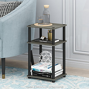 Just 3-Tier Turn-N-Tube End Table 2-Pack, French Oak Gray/Black, rollover
