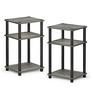 Just 3-Tier Turn-N-Tube End Table 2-Pack, French Oak Gray/Black, large