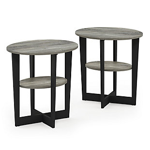 JAYA Oval End Table, Set of Two, French Oak Gray/Black, large