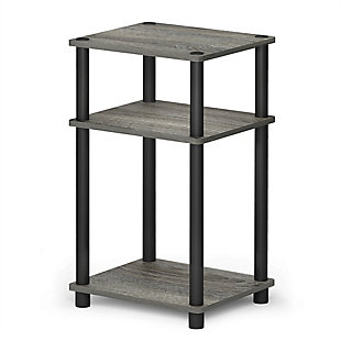 Furinno Just 3-Tier Turn-N-Tube End Table, French Oak Gray/Black, large
