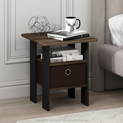 Andrey Andrey End Table with Bin Drawer, Walnut/Dark Brown, large