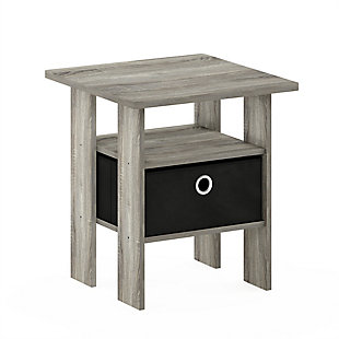 Create the prefect living room space with this Furinno End Table with Bin. This end table will sit perfectly next to your chair or sofa and both beautiful and functional. Featuring one fabric drawer is perfect for keeping DVDs and remotes corralled, while an open shelf makes a marvelous spot to put a lush potted succulent on display. Rounded edge design prevents potential injuries. This storage end table is easy assembly with step by step instruction. Care instructions: wipe clean with clean damped cloth. Avoid using harsh chemicals. Pictures are for illustration purpose. All decor items are not included in this offer.Compact stylish design: petite size end table with storage bin and shelf, suitable for small spaces. | Quality material: high quality medium density composite wood and non-woven fabric. | Added safety feature: rounded corner reduces the risk of injury. | Furinno fits: fits in your space, fits on your budget. | Product dimension: 15.75(w)x15.75(w)x17.5(h) inches. Tabletop holds up to 15 lbs. | Rounded edge design prevents potential injuries.
