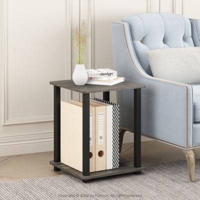 Furinno Simplistic End Table (Set of Two), French Oak Gray/Black, large