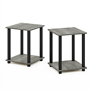 Furinno Simplistic End Table (Set of Two), French Oak Gray/Black, large