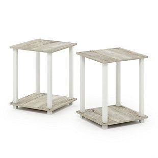 Furinno Simplistic End Table (Set of Two), Sonoma Oak/White, large