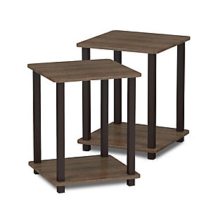 Furinno Simplistic End Table (Set of Two), Walnut/Brown, large
