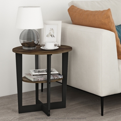 JAYA Oval End Table, Columbia Walnut/Black, large