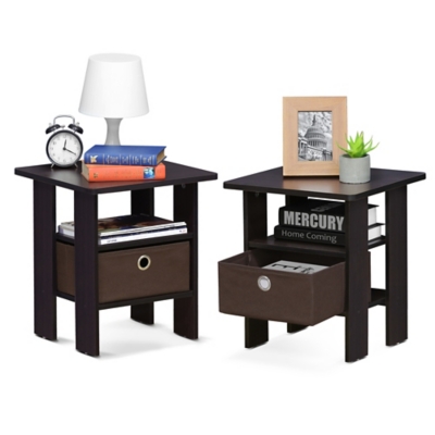 Andrey End Table with Bin Drawer, Set of 2, Dark Walnut, large