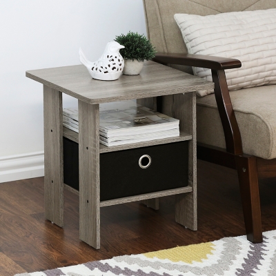 Andrey End Table with Bin Drawer, Set of 2, French Oak Gray, large