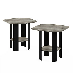 Simple Design End TableSet of 2, French Oak Gray/Black, large