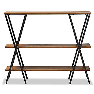 Norton Walnut Brown Finished Wood and Black Finished Metal Console Table, , large