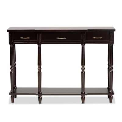 Hallan French Provincial Dark Brown Finished Wood 3-Drawer Console Table | Ashley