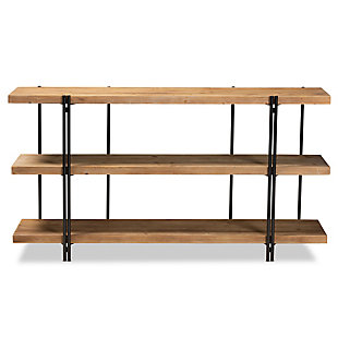 Tarah Natural Brown Finished Wood and Black Finished Metal Console Table, , large