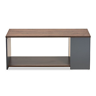 Thornton Two-Tone Walnut Brown and Gray Finished Wood Storage Coffee Table, , large