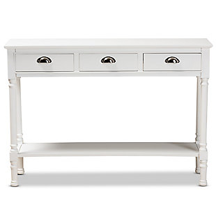 Garvey French Provincial White Finished Wood 3-Drawer Entryway Console Table, White, large