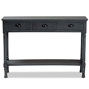 Garvey French Provincial Gray Finished Wood 3-Drawer Entryway Console Table, Gray, large