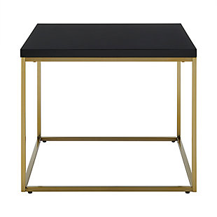 Teresa High Gloss Side Table, Black/Gold, large