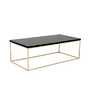 Teresa High Gloss Rectangular Coffee Table, Black/Gold, large