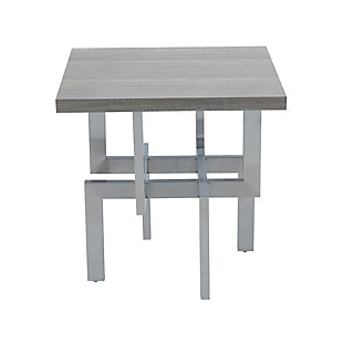 Illusion End Table with Brushed Stainless Steel Base, , large