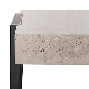 A rare find in a design gallery in Milan inspired the rectangular mid-century modern Cameron coffee table. An ideal canvas for displaying books, flowers or a wine glass or two, its light gray finish is paired with black metal legs for effortlessly chic style.Made with wood and metal tubes | Light gray finish | Black legs | Imported | Assembly required