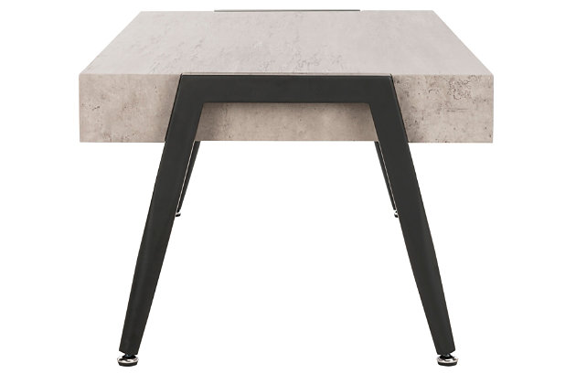 A rare find in a design gallery in Milan inspired the rectangular mid-century modern Cameron coffee table. An ideal canvas for displaying books, flowers or a wine glass or two, its light gray finish is paired with black metal legs for effortlessly chic style.Made with wood and metal tubes | Light gray finish | Black legs | Imported | Assembly required