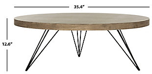 A top ski resort in the Italian alps inspired the modern rustic style of the contemporary Mansel coffee table. Designed for the cosmopolitan interior, its metallic angular base is expertly paired with a warm circular light gray top for timeless sophistication.Made with wood and iron | Top with light gray finish | Imported | Assembly required