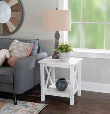 Linon Blaine End Table, Antique White